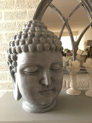 Buddha head, polystein-concrete color!!